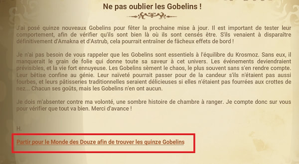 quête Le monde à l'envers dofus