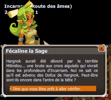 quête Dans la gueule du Milimilou dofus