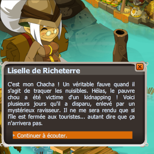 quete L'amère Liselle a perdu son Chacha dofus