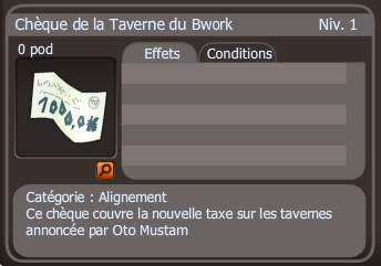 chèque de la taverne du bwork