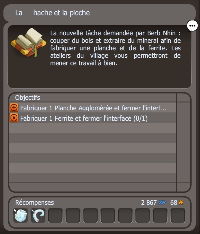 quete La hache et la pioche dofus