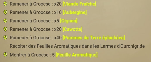 quête Petit Repas de Nowel dofus