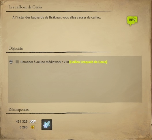 quête Les cailloux de Cania dofus