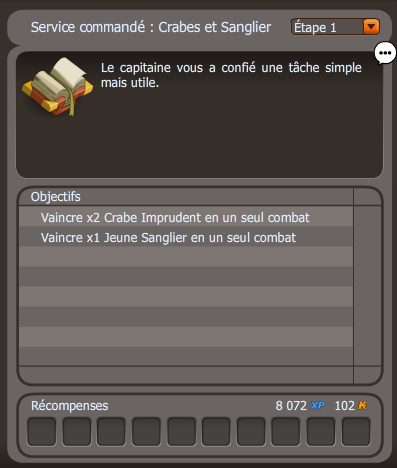 quete Service commandé : Crabes et Sanglier dofus