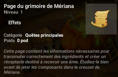 quête Le creuset de Mériana