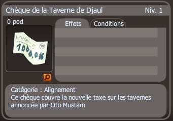 chèque de la taverne de djaul