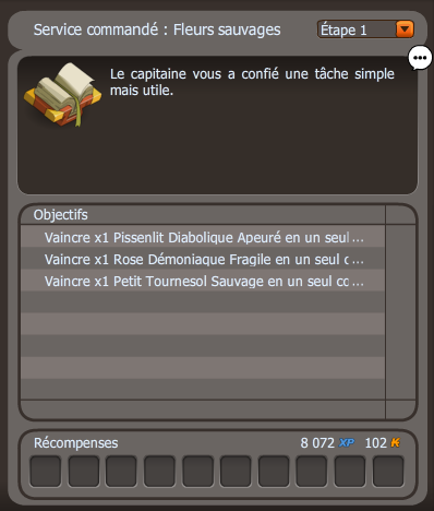 quete Service commandé : Fleurs sauvages dofus