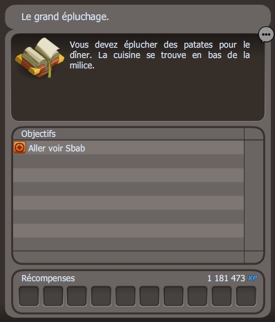 quete Le dur travail d'éplucheur de patates dofus