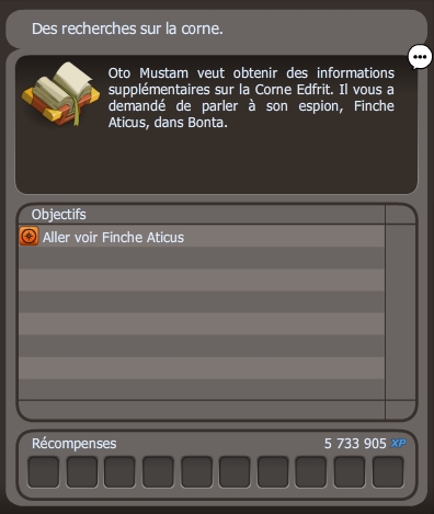 quête Des recherches sur la corne dofus