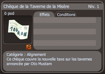 chèque de la taverne de la misère