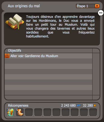 quête Aux origines du mal dofus