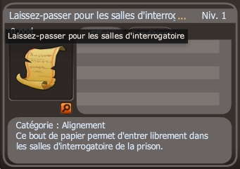 laissez-passer pour les salles d'interrogatoire