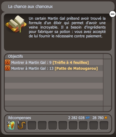 quête La chance aux chanceux dofus