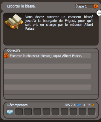 quete Blessure de chasse dofus