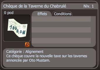 chèque de la taverne du chabrulé