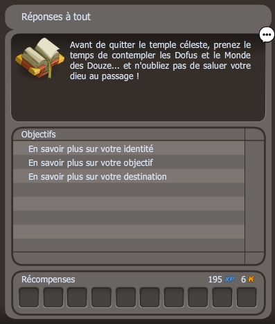 quête Réponses à tout dofus