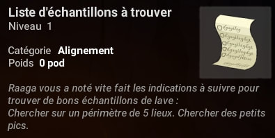 liste d'échantillons à trouver dofus