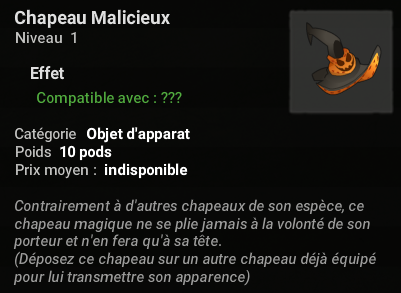 chapeau malicieux Halouine dofus